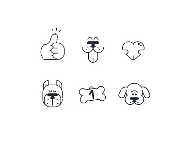 Dog love icon set branding dog love pet bark icon set