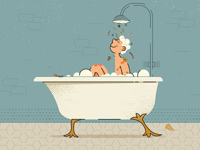 Keep minds clean bathtime character clean illustration
