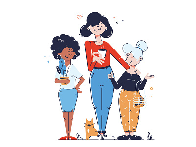 Girls having a walk character design girl girlfriends illustration vector