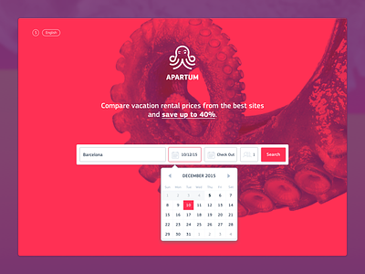 Holiday apartment comparison site - Homepage apartment calendar form hero homepage logo octopus search ui website