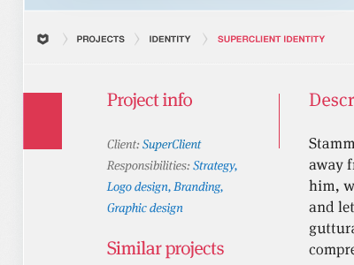 eA - Project page breadcrumb description helvetica meta serif pink project website wordpress