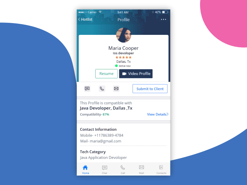 Compatibility Match of Profile animation ios iphone job profile search