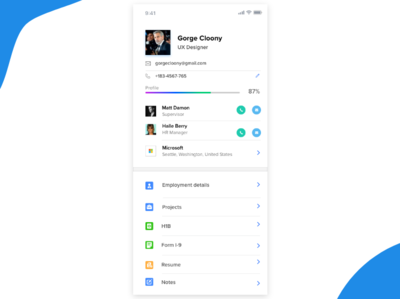 Ess_employee profile android app design employee idea ios iphone job profile self service ui