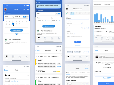 Ess_Timesheets and leave managment android app design ess interaction ios iphone leave managment mobile application product design task timesheets visual design