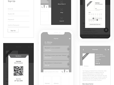 Book It book mobile app notification online booking wireframe