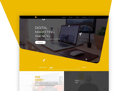 Digital Marketing Agency black creative website design header hero banner input field layout navigation responsive shape sketch 3 website yellow