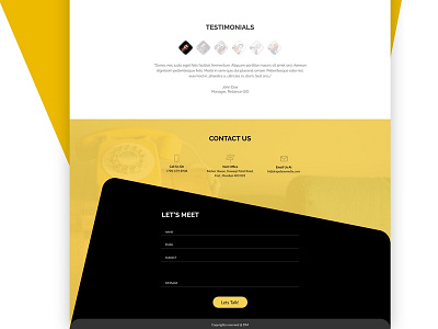 Digital Marketing Agency black button call composition contact footer input field layout mail sketch 3 testimonials visit website website design white yellow
