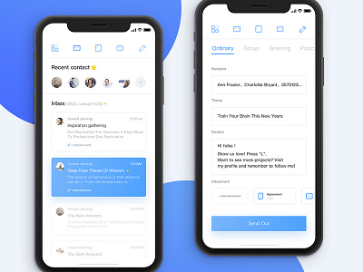 Inbox Mobile app iphone x email interface practice ui white