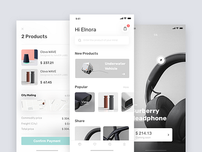E-commerce - Redesign album app clean discover interface minimal profile ui ux white