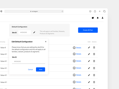 A/B Test Configuration ab ab test app branding dashboard design desktop graph internal tool site ui ux web