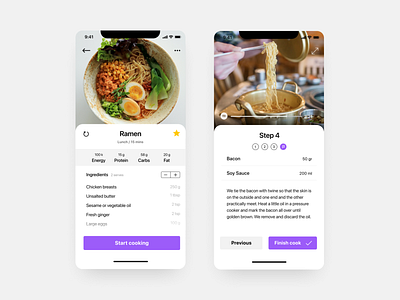 Meal Steps Preparation app design diet ingredients iphone meal meal preparation ramen site stepper steps ui ux video web
