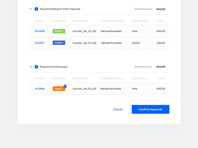 Payouts Approval admin app approval dashboard design dialog flow payouts popup pricing saas site tool ui ux web window