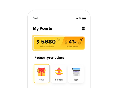 Points Home app design fashion game gamification gift gradient graphic design ios iphone play points redeem site tech ui ux value