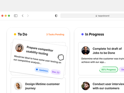 Task Board app board design in progress kanban list management project saas site task task board to do tool ui ux web