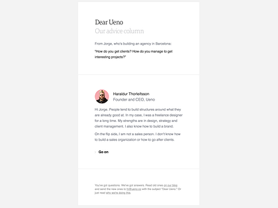 Dear Ueno agency design email loremipsum newsletter question ueno ui ux website