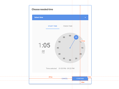 Time Selector modal & Zeplin