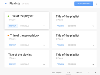 Playlist Grid on Dashboard clips design digital grid material narrowcasting playlist product design signage ui ux