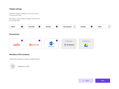 Intranet Widget Settings