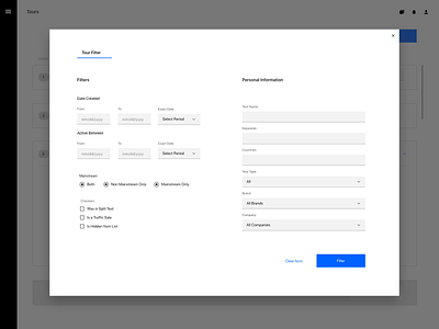 Report data filtering screen app branding cards design form home input input fields mockup search site states type typography ui ux web website