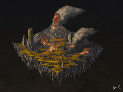 Hell art digital environment game hell painting skyland underworld volcano