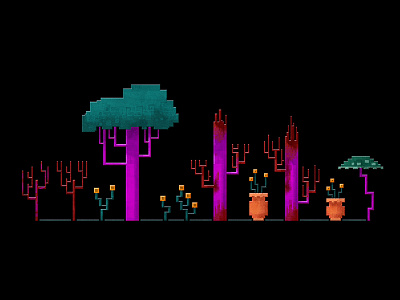 8bit Alien Trees 8bit alien art hexels pixel tree trees