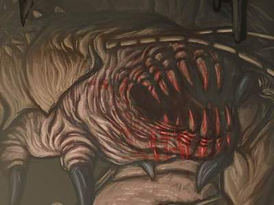 Bloody Dribbble cave creature daemon demon horror monster worm