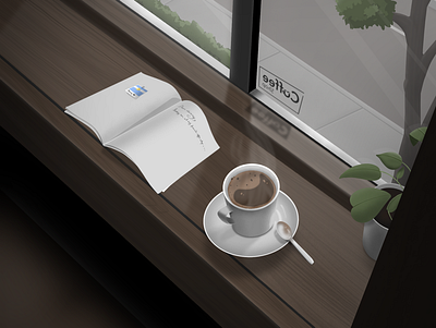 Illustration- My Favorite Coffee Shop art direction artist artwork coffee cup diary environment illustration shop window