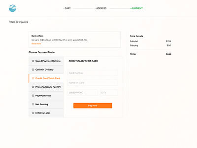 Daily UI 002 - Checkout Page Payment section - Ecommerce Website