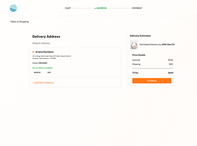 Daily UI 002 - Checkout Page Address section - Ecommerce Website branding graphic design logo ui