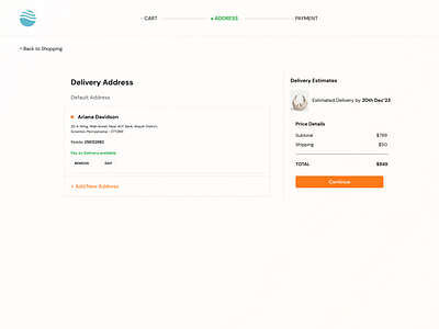 Daily UI 002 - Checkout Page Address section - Ecommerce Website