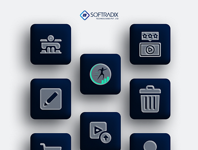 Iconography | Iconset | Mobile App Design | SoftRadix app branding design graphic design icon illustration logo typography ui ux vector