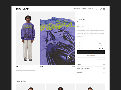 DROP DEAD || E-commerce Redesign || Product page branding design detail e commerce e shop flat illustration log in logo product retail ui ux web