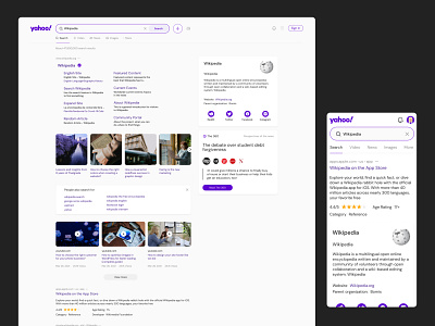 YAHOO! || Website Redesign || Search results design detail engine flat minimalism perple results search ui ux web yahoo