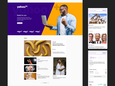 YAHOO! || Website Redesign || Main page || Below the fold banner below the fold blocks branding flat main news serach engine ui ux web