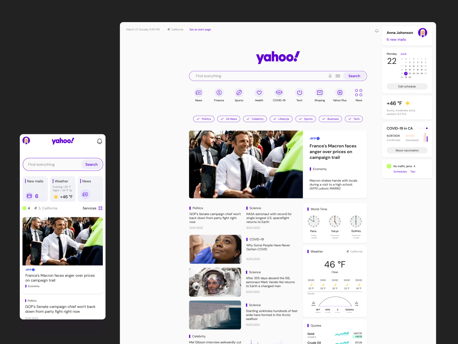 YAHOO Website Redesign Main Page By Serge Fomichev On Dribbble   Dribble Yahoo 1 