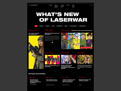 LASERWAR || Website Redesign || Blog black blog branding brutal company design e commerce equipment flat news ui ux web