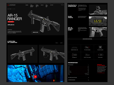 LASERWAR || Website Redesign || Product page black branding brutal company dark design detail equpment flat lasertag product ui ux web