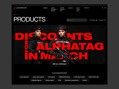 LASERWAR || Website Redesign || Products || Above the fold banner branding dark design e commerce flat product products shop ui ux web