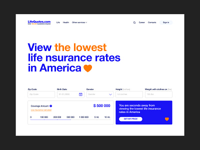 Website redesign for Life insurance company big form big typography design flat large elements life insurance main quotes ui ux web