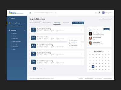 SaaS Design for BlueSky Meeting company application board design manage meetings saas school boards software as a service ui ux web