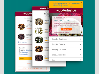 wanderlustea ecommerce site ecommerce website mobile tea shop ui user interface design