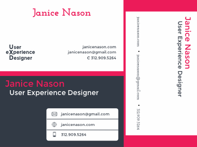 Business card variants business cards font gray grey josefin slab layout montserrat pink