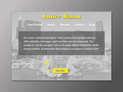Home page above the fold copy 003 above the fold buckingham fountain chicago dailyui 3 grey home page portfolio ui yellow