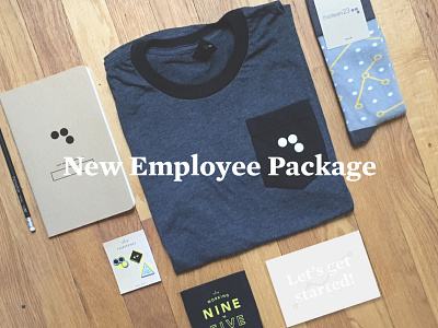 New Employee Swag Package branding company design pins socks swag tshirt