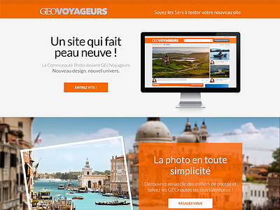 Geo Voyageur Landing Page geo orange photo website
