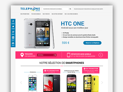 Telephone Store Homepage blue ecommerce grey home phone pink store webdesign white