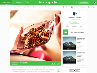 Foodreporter Website design editorial food foodporn social network ui webdesign