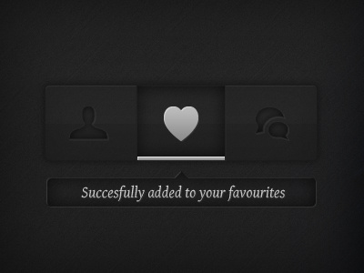 Dark UI buttons application bubble speech comment favourites heart id mobile ui user interface ux design web