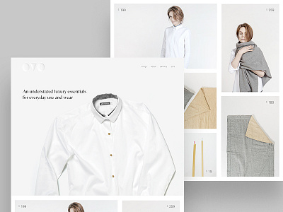 Luxury essentials - eshop candle cloth design ecommerce fabric minimal model shirt shopping simple textile ui