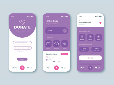 Charity app interface